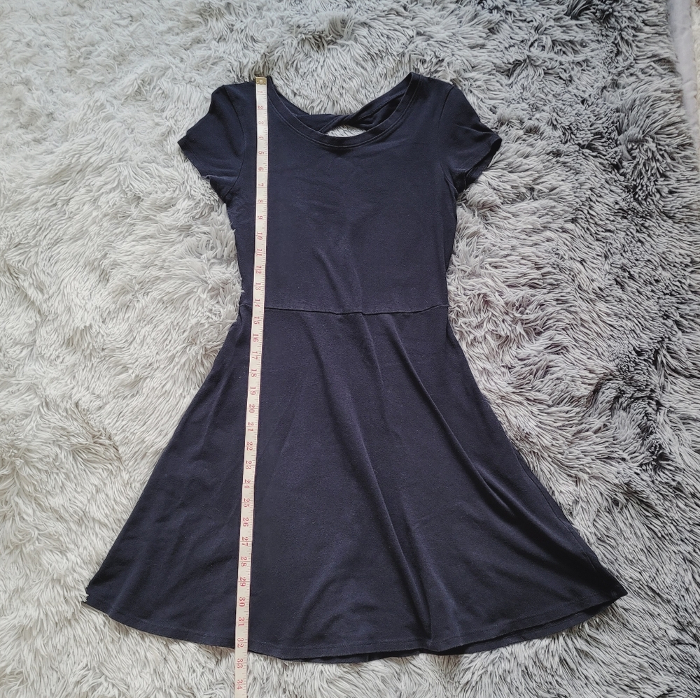 Navy Short Sleeve Navy Blue Dress - Picture 2 of 5